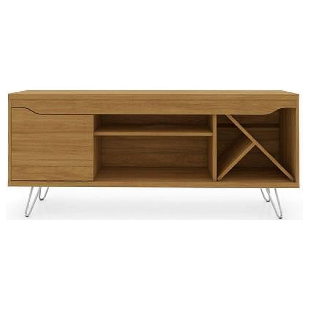 Baxter Mid-Century- Modern TV Stand with Wine Rack in Cinnamon, 23.03 x 53.54 x 14.17 in.