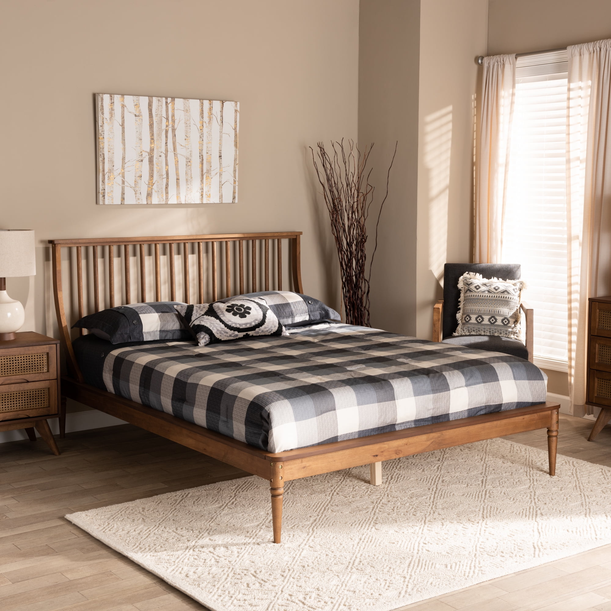 Baxton Studio Abel Classic and Traditional Transitional Walnut Brown Finished Wood Queen Size Platform Bed