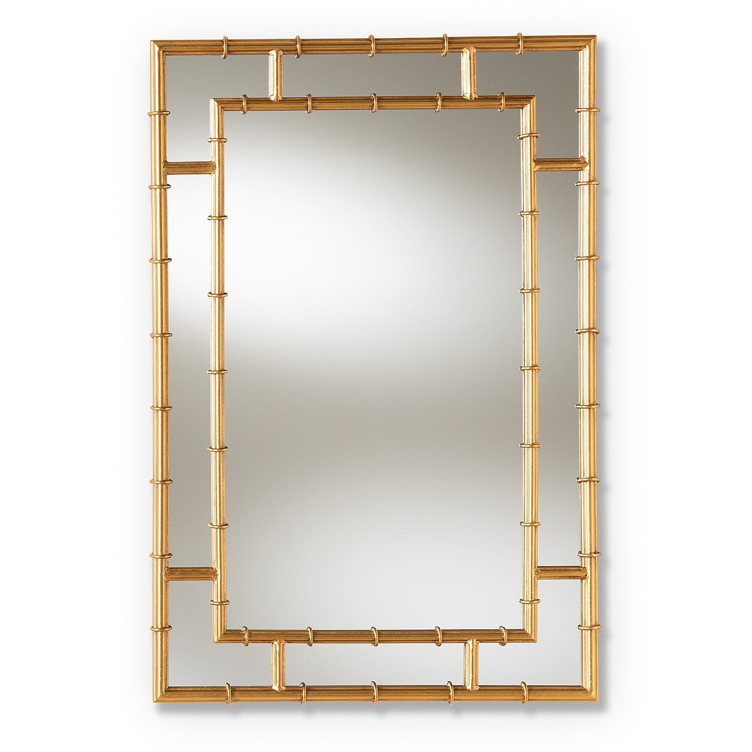 Baxton Studio Adra Modern and Contemporary Gold Finished Bamboo Accent Wall Mirror,Wholesale Interiors