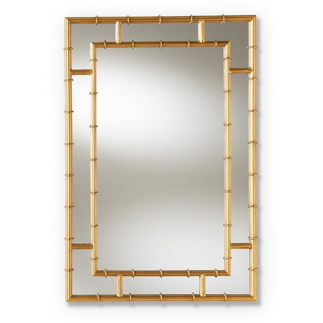 Baxton Studio Adra Modern and Contemporary Gold Finished Bamboo Accent Wall Mirror,Wholesale Interiors