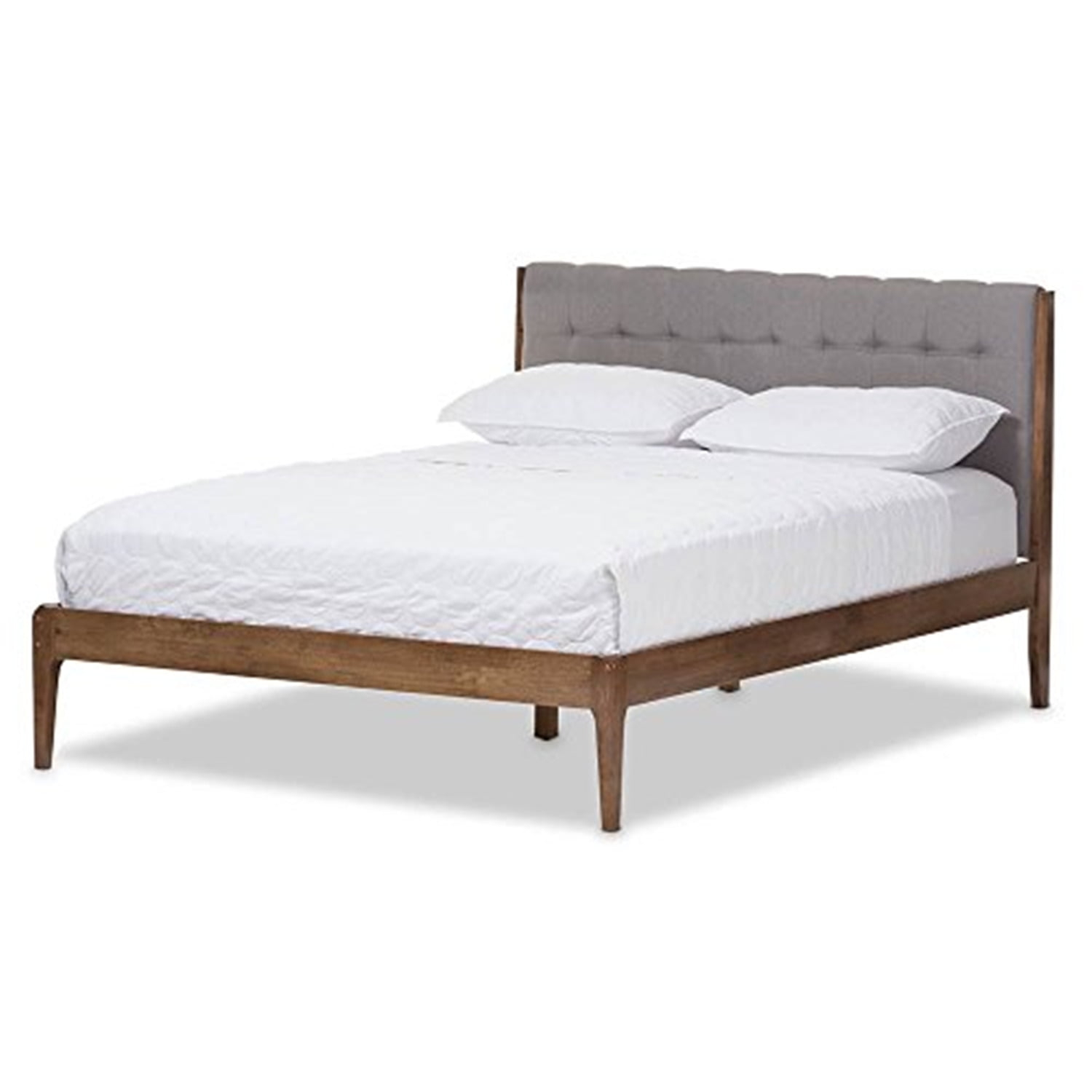 Baxton Studio Clifford Mid-Century Platform Bed, Full, Brown/Gray