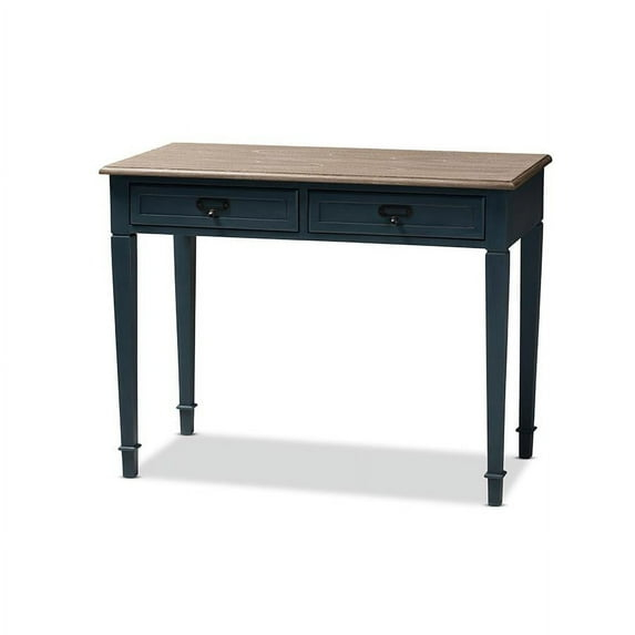 Baxton Studio Dauphine Wood Accent Writing Desk in Blue