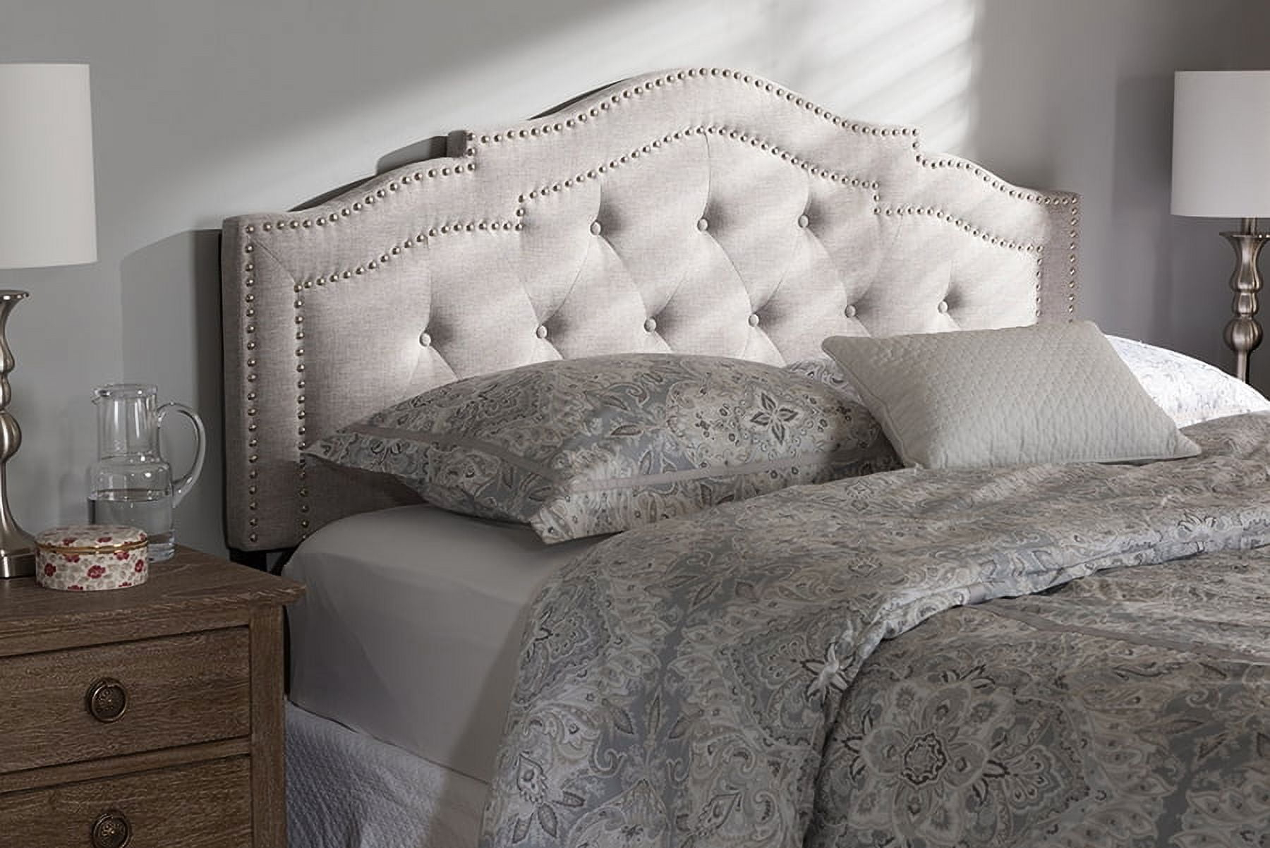 Baxton Studio Edith Modern and Contemporary Greyish Beige Fabric Full Size Headboard,Wholesale Interiors