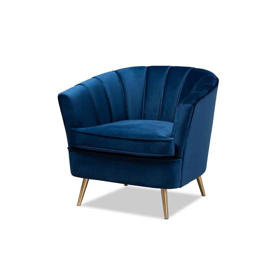 Baxton Studio Emeline Navy Blue Velvet Accent Chair