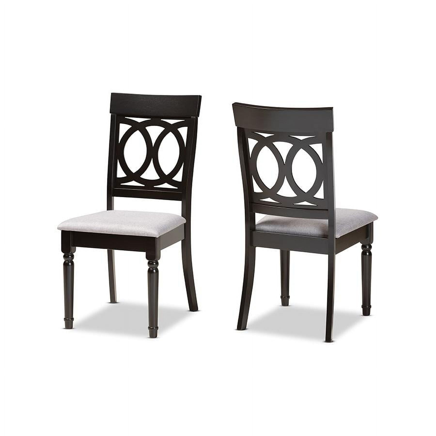 Baxton Studio Grey Upholstered and Brown Finished Wood 2-Piece Dining Chair Set