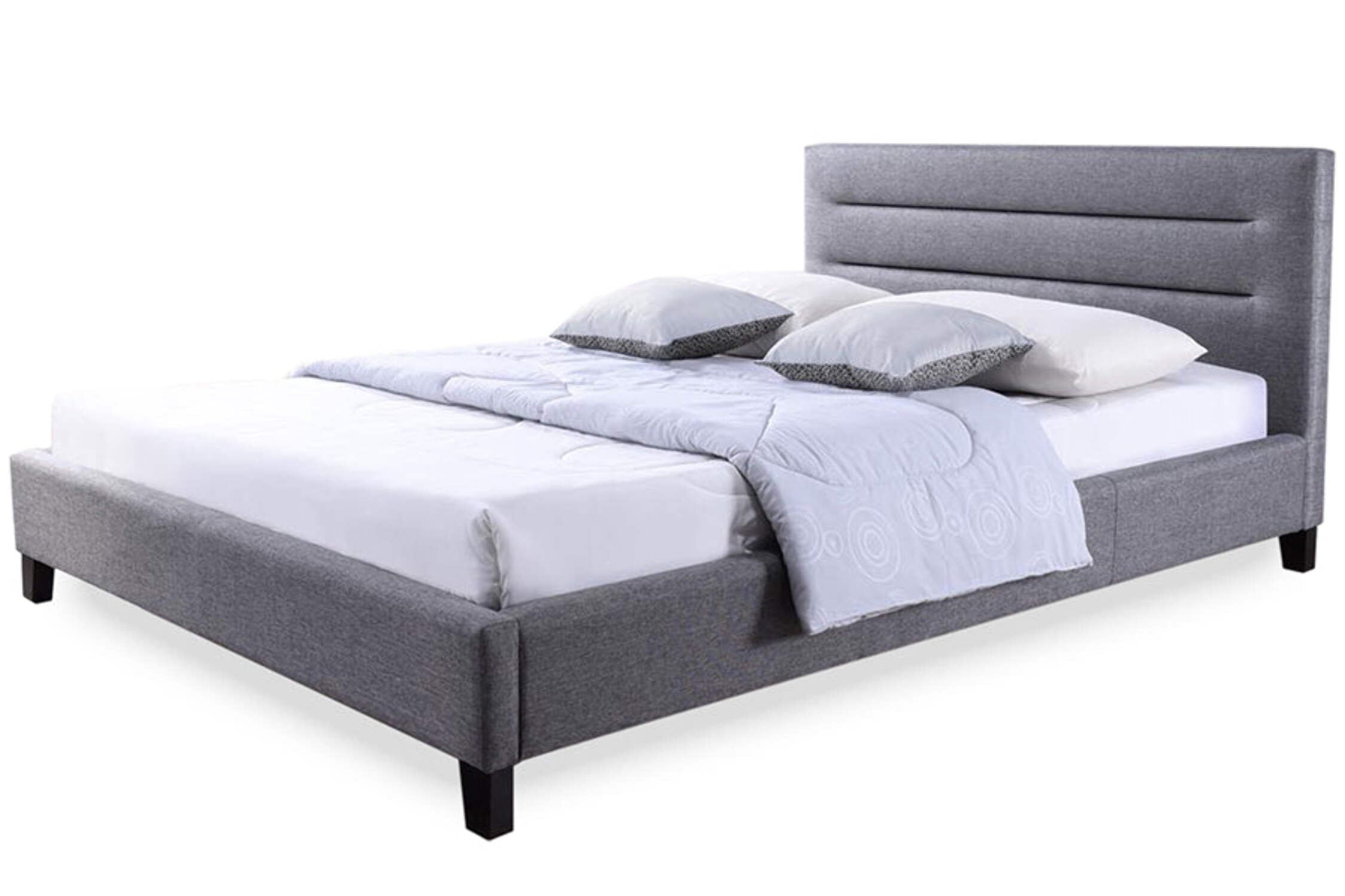 Baxton Studio Hillary Modern and Contemporary Grey Fabric Upholstered Platform Base Bed Frame, multipl sizes