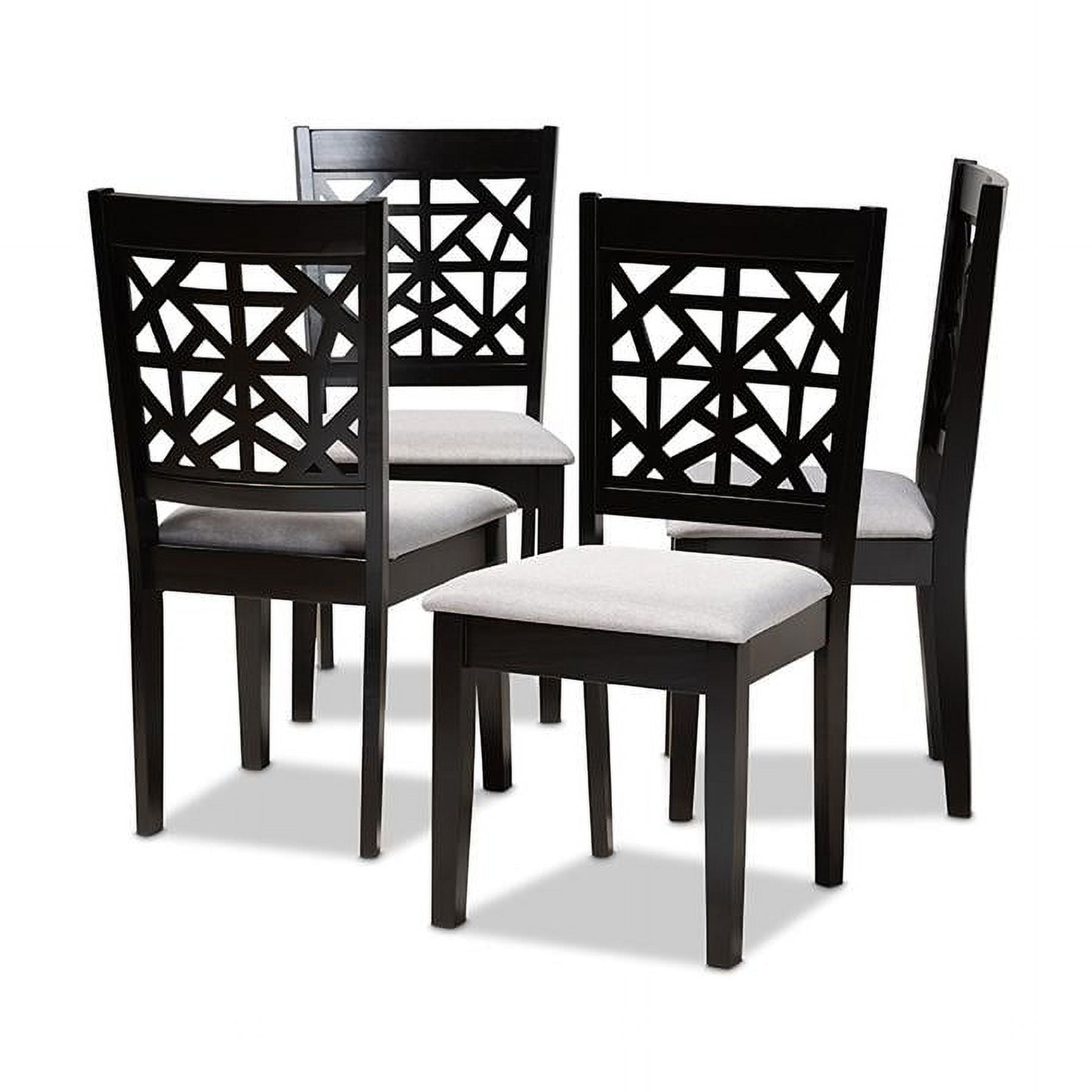 Baxton Studio Jackson Gray Upholstered Espresso Wood 4-Piece Dining Chair Set