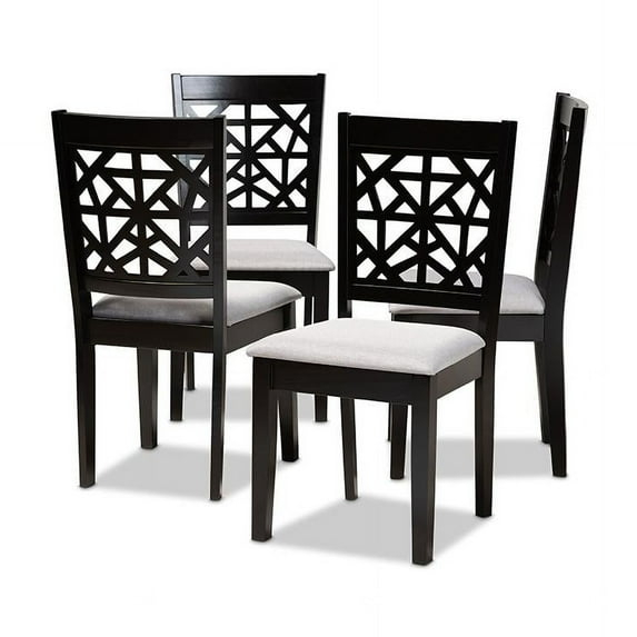 Baxton Studio Jackson Gray Upholstered Espresso Wood 4-Piece Dining Chair Set