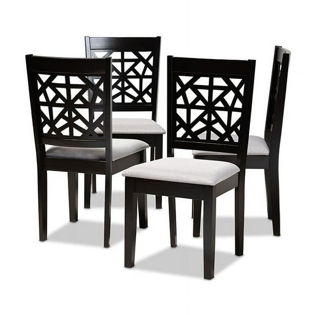 Baxton Studio Jackson Gray Upholstered Espresso Wood 4-Piece Dining Chair Set