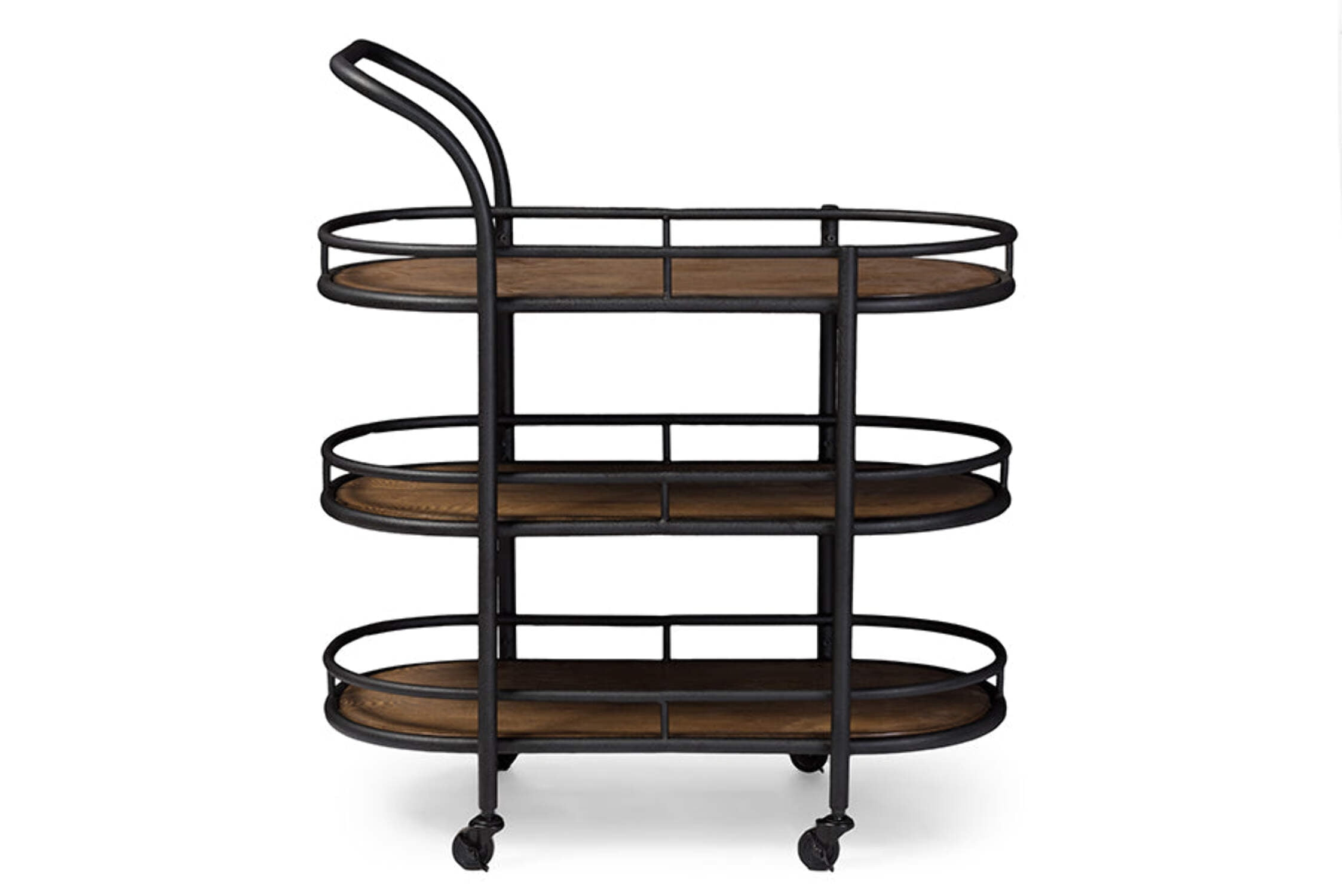 Baxton Studio Wood Mobile Kitchen Bar Serving Wine Cart Black/Brown
