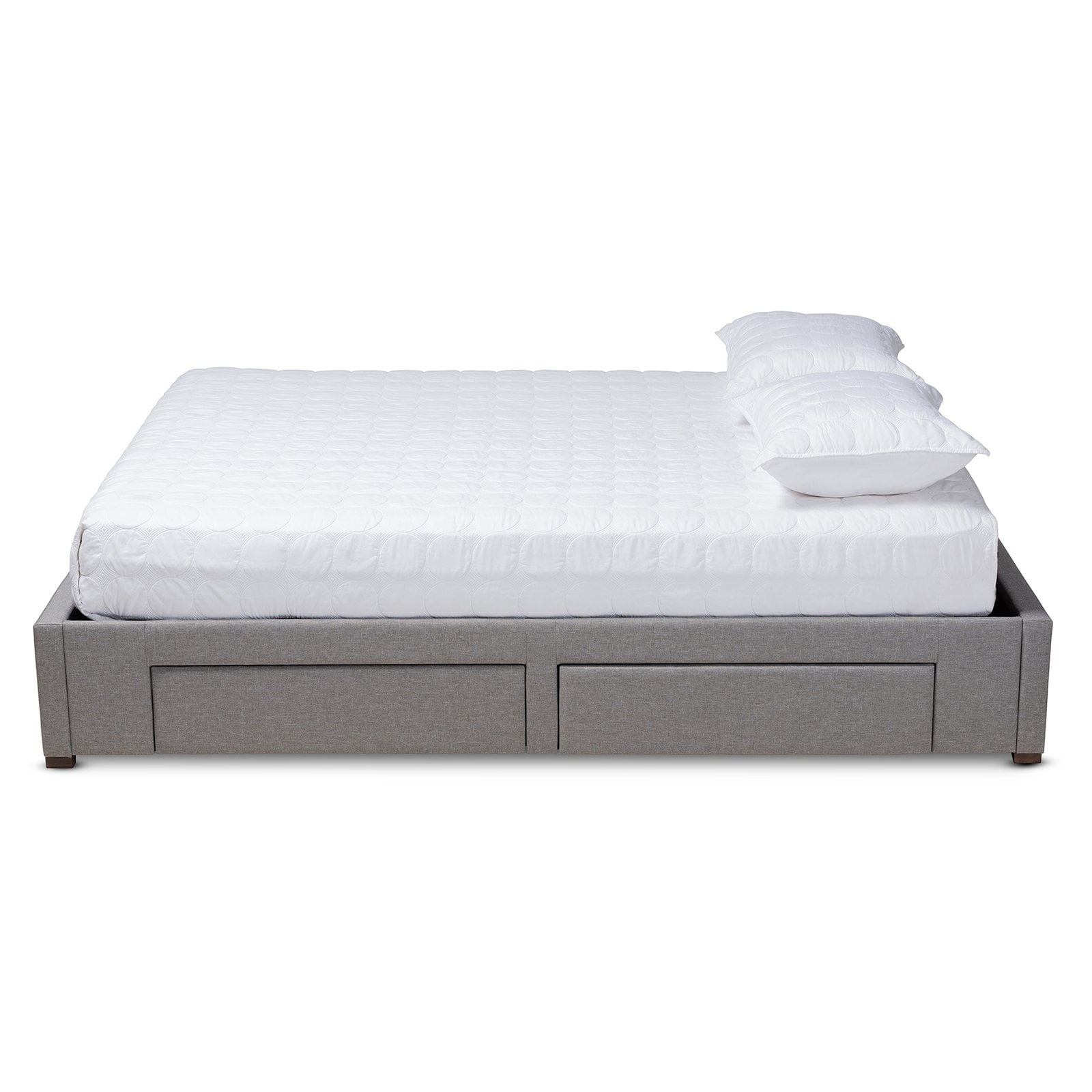 Baxton Studio Leni Modern and Contemporary Light Grey Fabric Upholstered 4-Drawer Queen Size Platform Storage Bed Frame