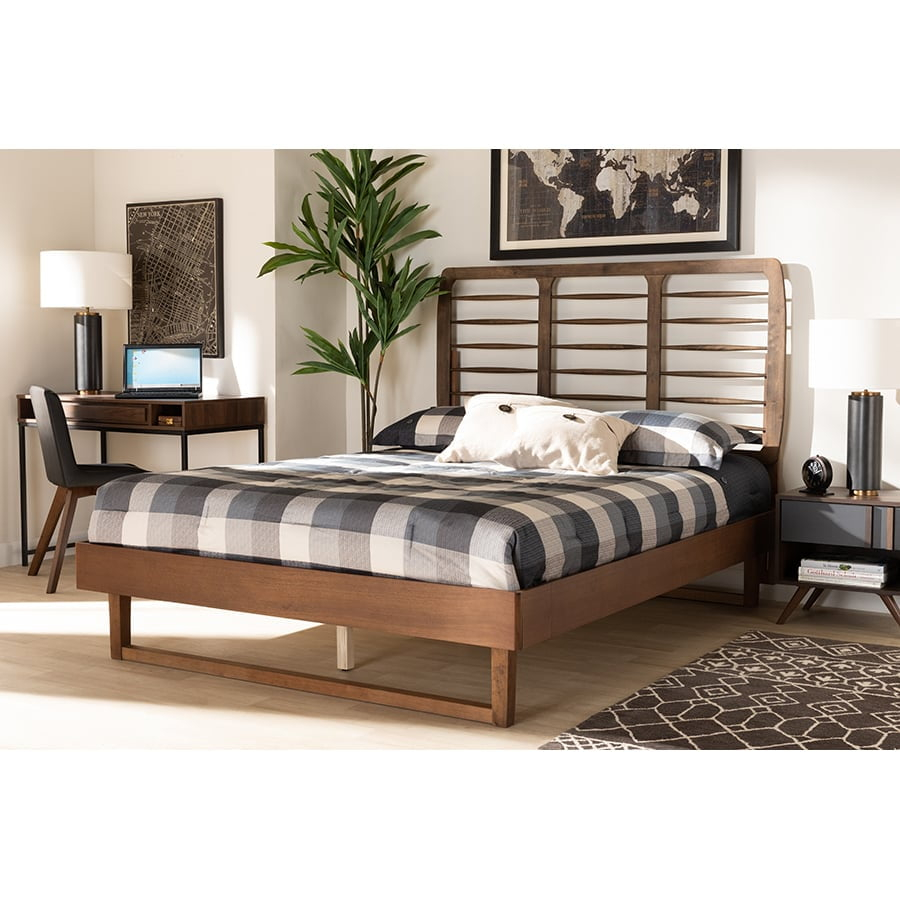 Baxton Studio Lucie Modern and Contemporary Walnut Brown Finished Wood Full Size Platform Bed