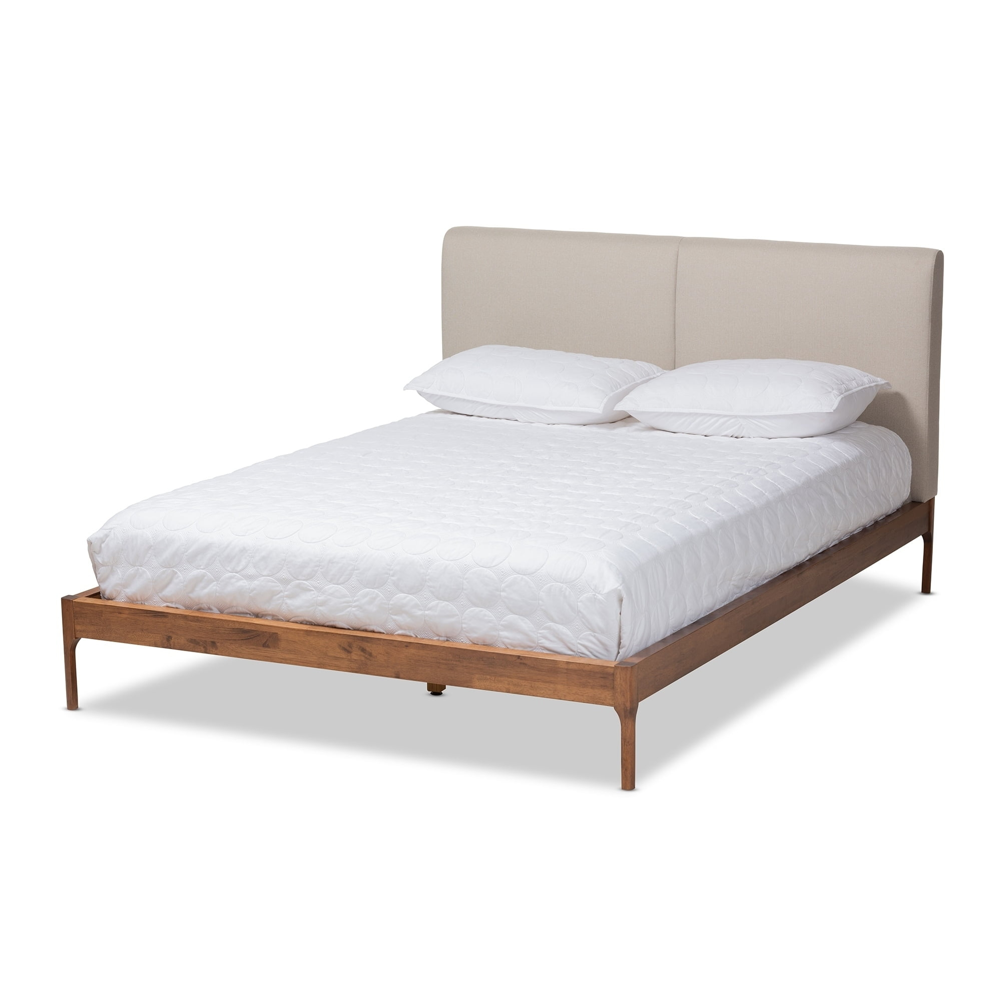 Baxton Studio Mid-Century Platform Bed by  Beige King