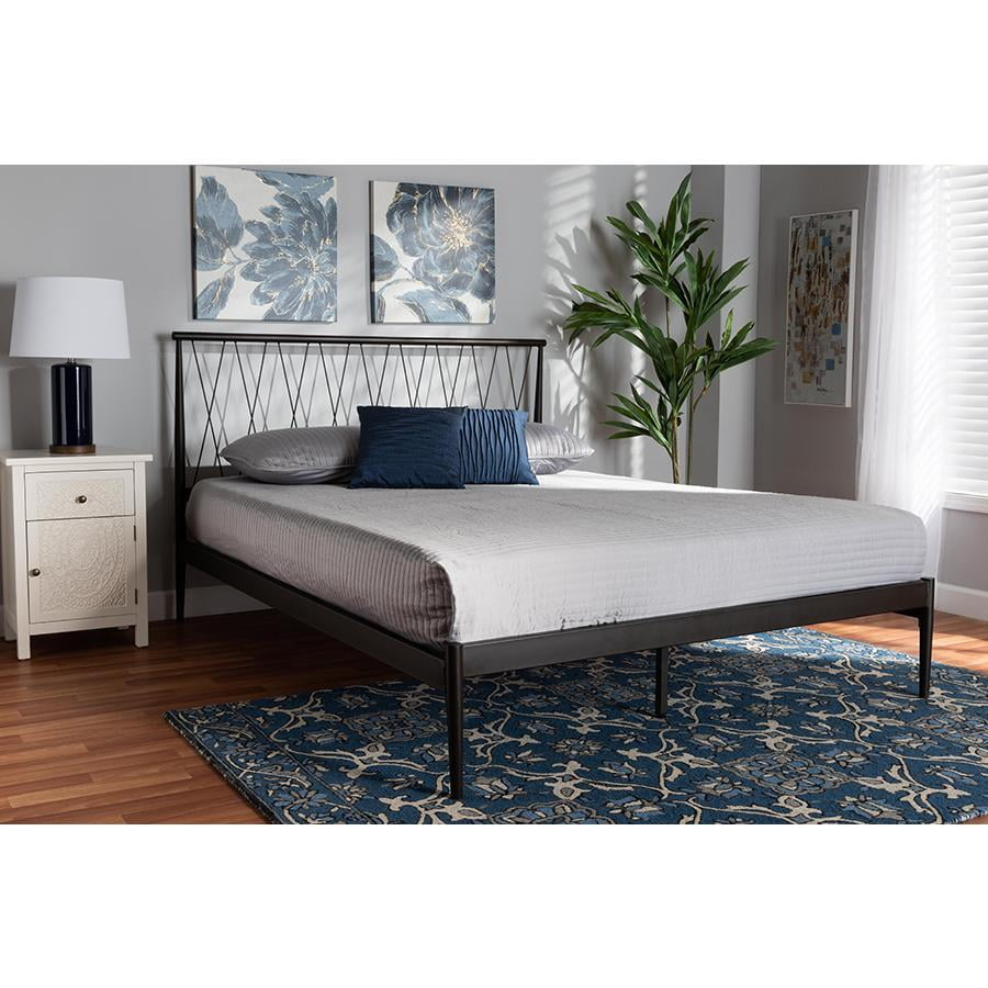 Baxton Studio Nano Black Finished Metal Queen Size Platform Bed