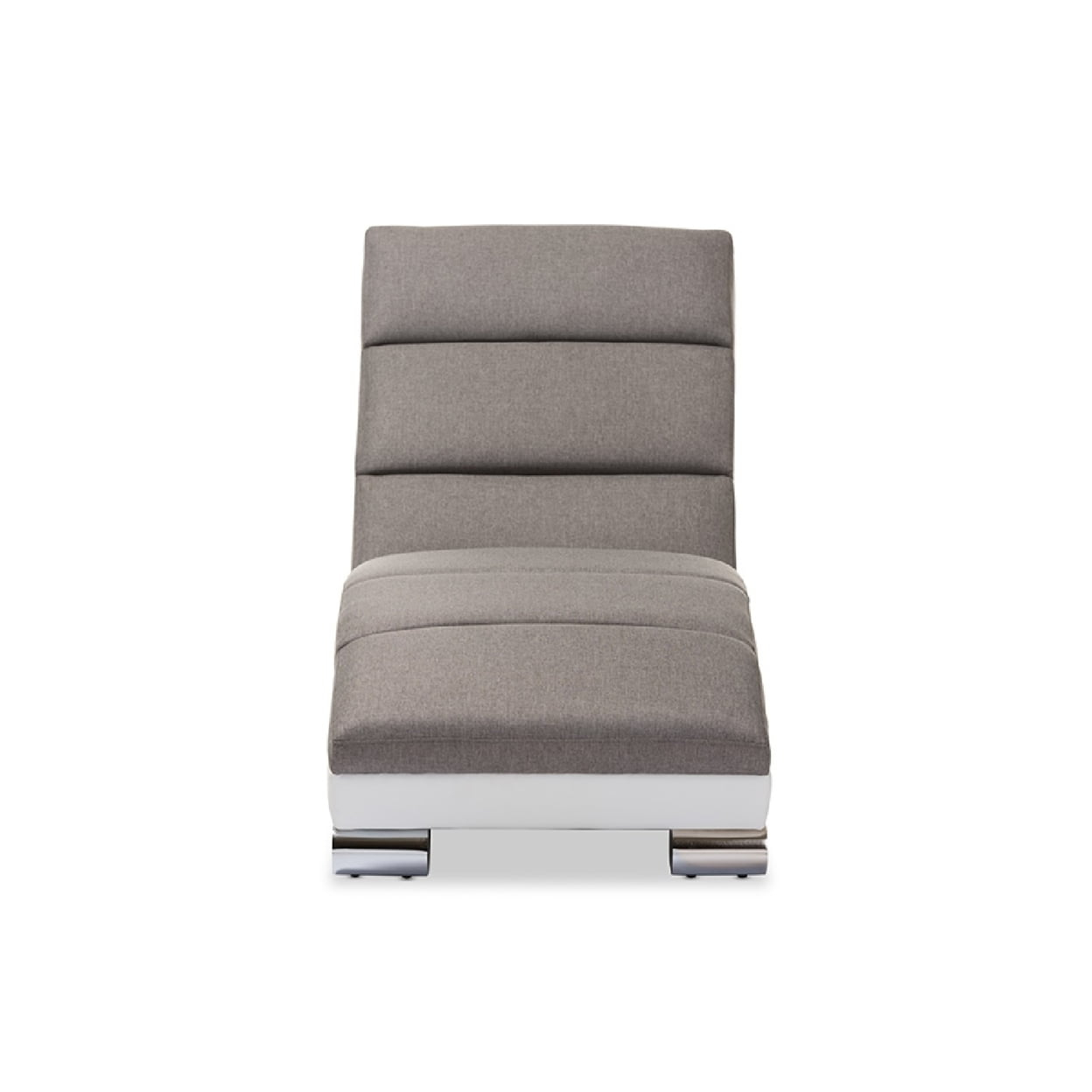 Baxton Studio Percy Modern and Contemporary Grey Fabric and White Faux Leather Upholstered Chaise Lounge