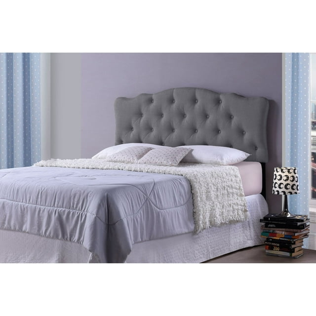 Full Rita Modern Fabric Upholstered Scalloped Headboard - Baxton Studio: Contemporary Design, Adjustable