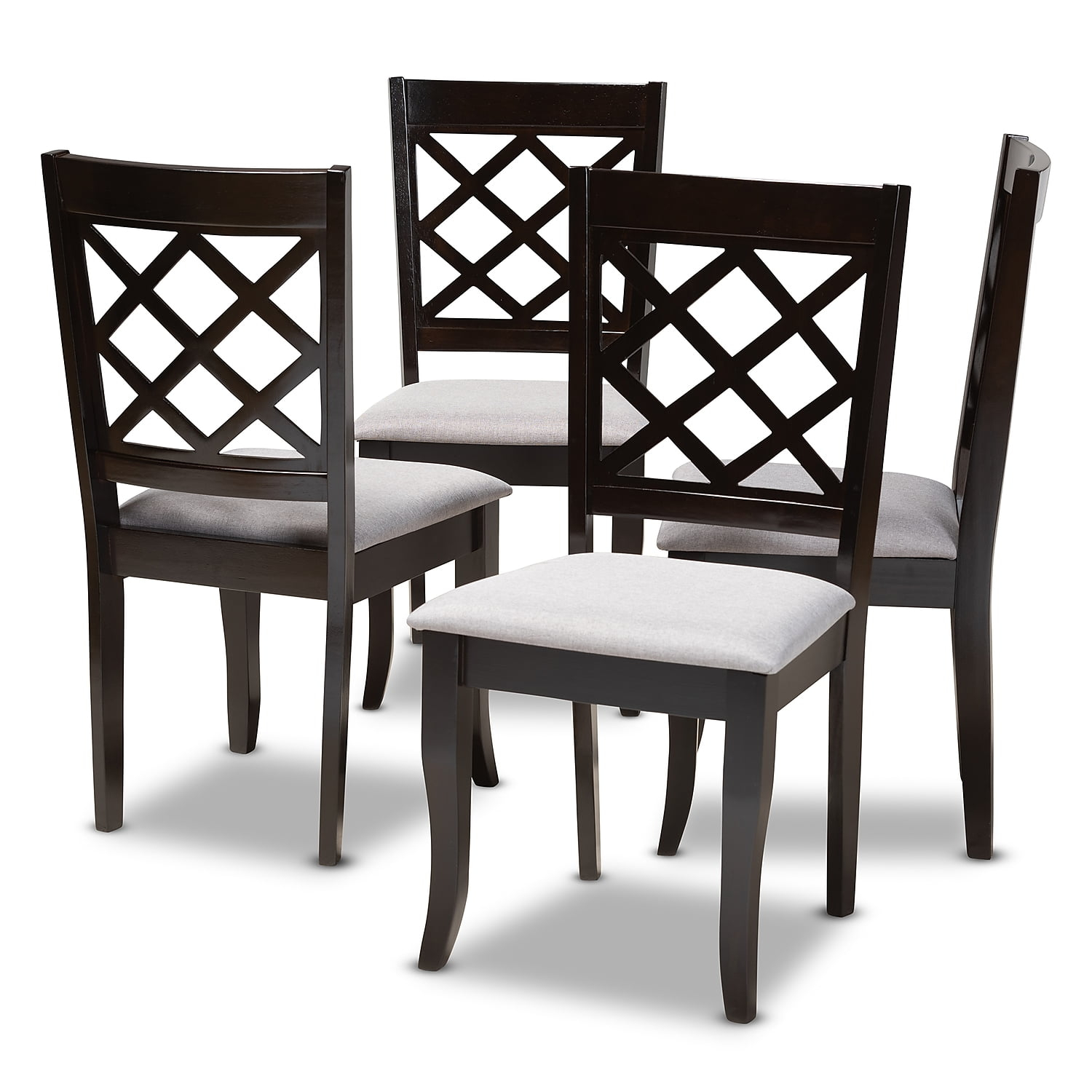 Baxton Studio Verner Silla de Comedor de Madera en Gris y Espresso - Juego de 4