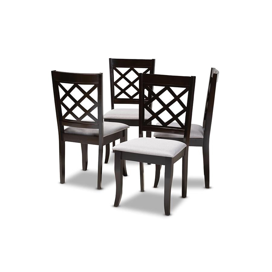 Baxton Studio Verner Silla de Comedor de Madera en Gris y Espresso - Juego de 4