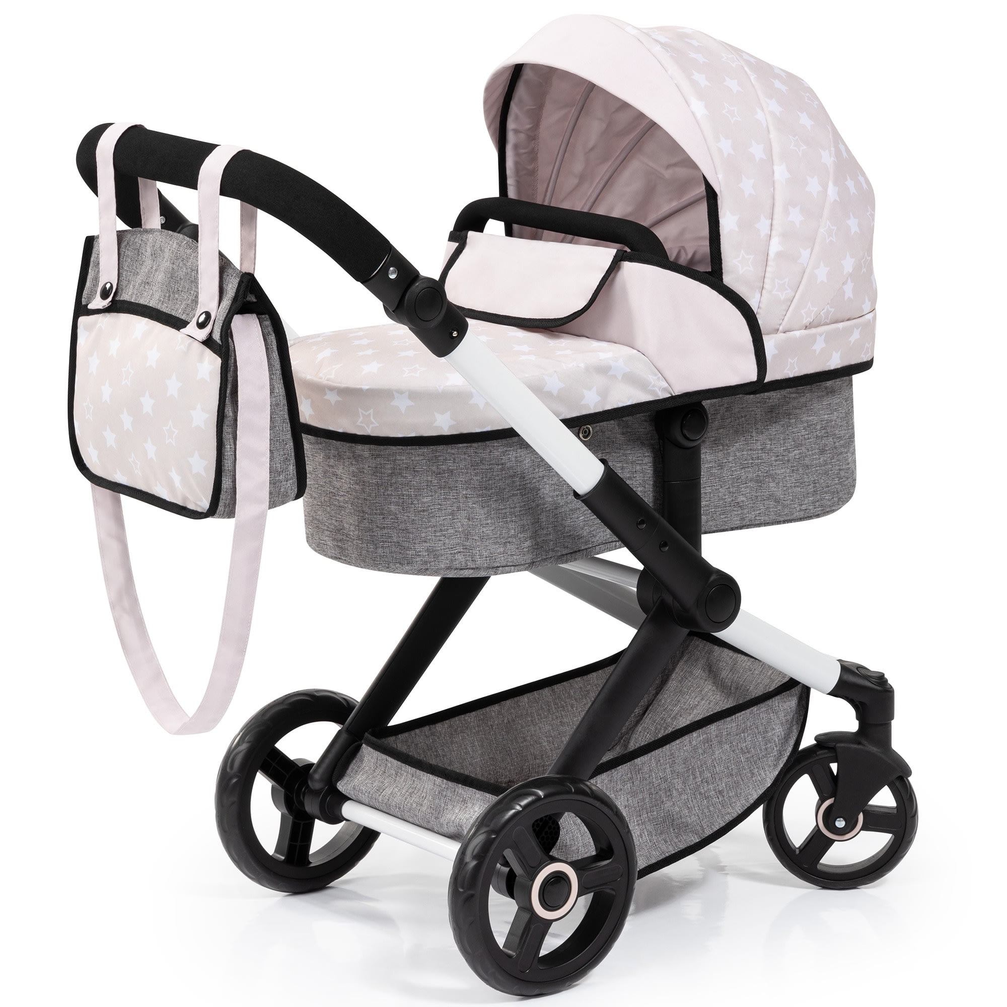 Bayer Design Convertible Doll Strollers Grey and White Stars