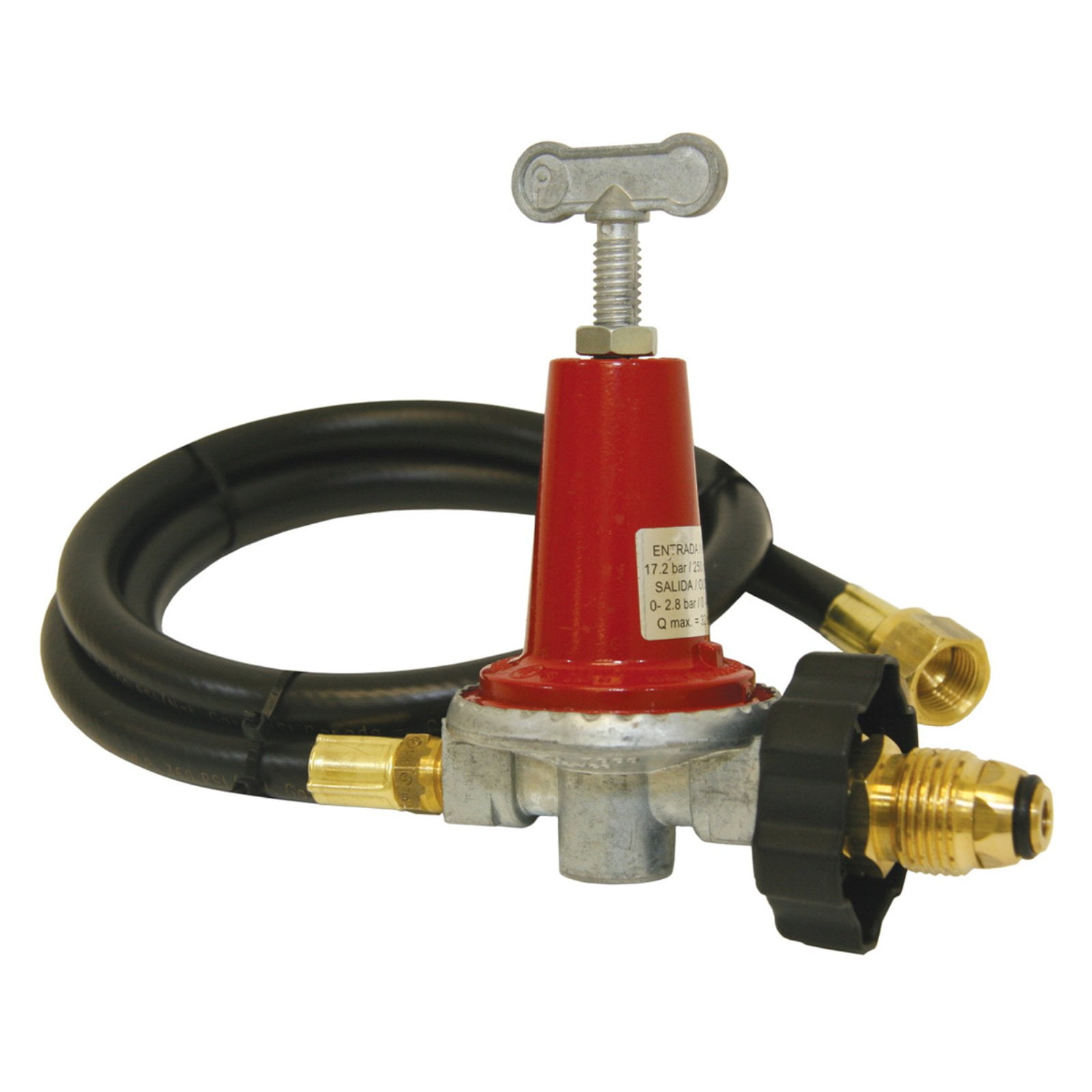 LaYelxt 5HPR-40 0-40-psi Adjustable Regulator w/ -in Thermoplastic Hose Features Soft Nosed POL 3/8-in Flare Swivel Fitting Designed For LaYelxt Single & Double Jet Cookers