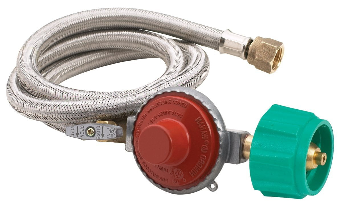 Bayou Classic 48 In. Stainless Steel High Pressure LP Hose & Preset Regulator