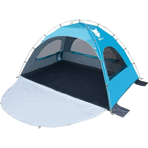 Blue 4-Person Summer Portable Beach Tent with UV Protection