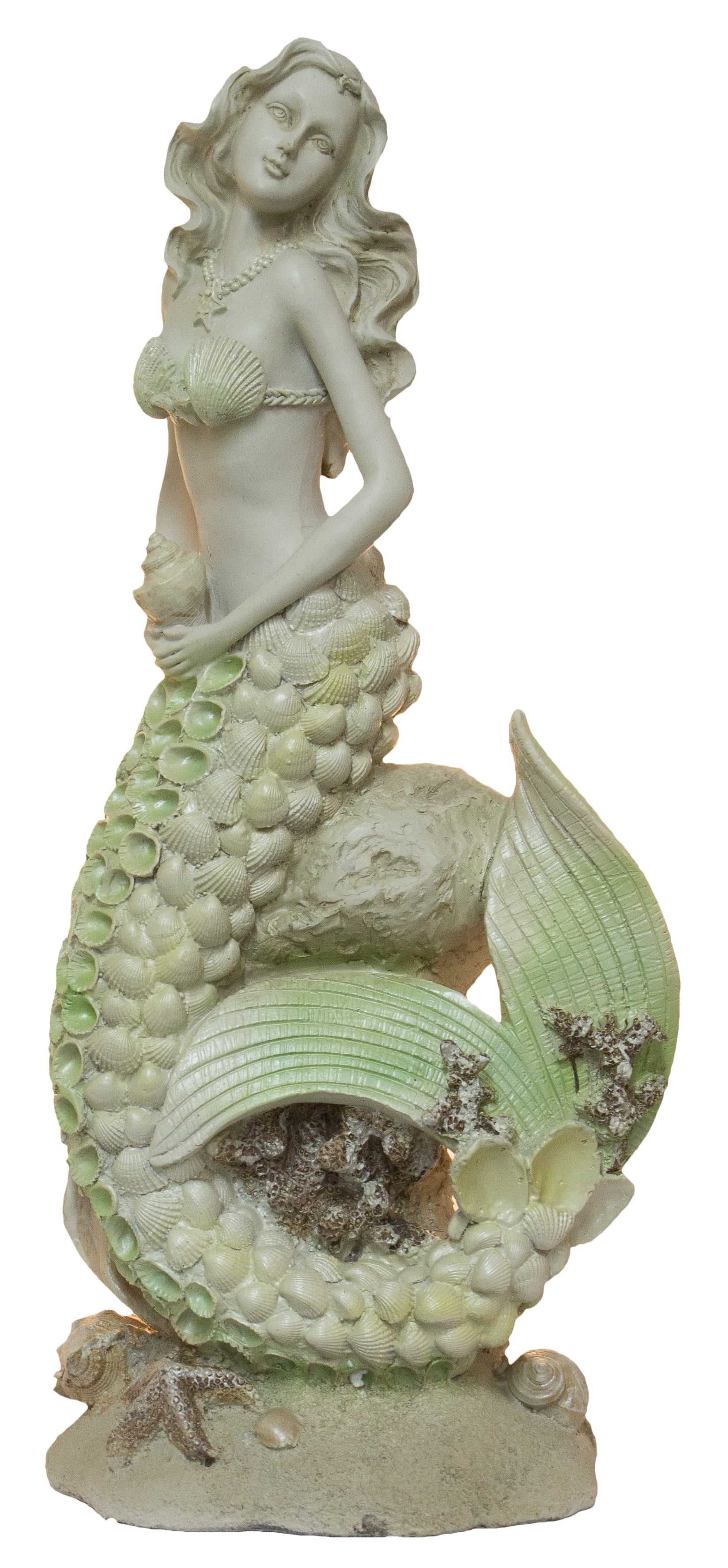Beachcombers 8.5" x 18" Mermaid On Rocks Large Decorative Metallic Statue