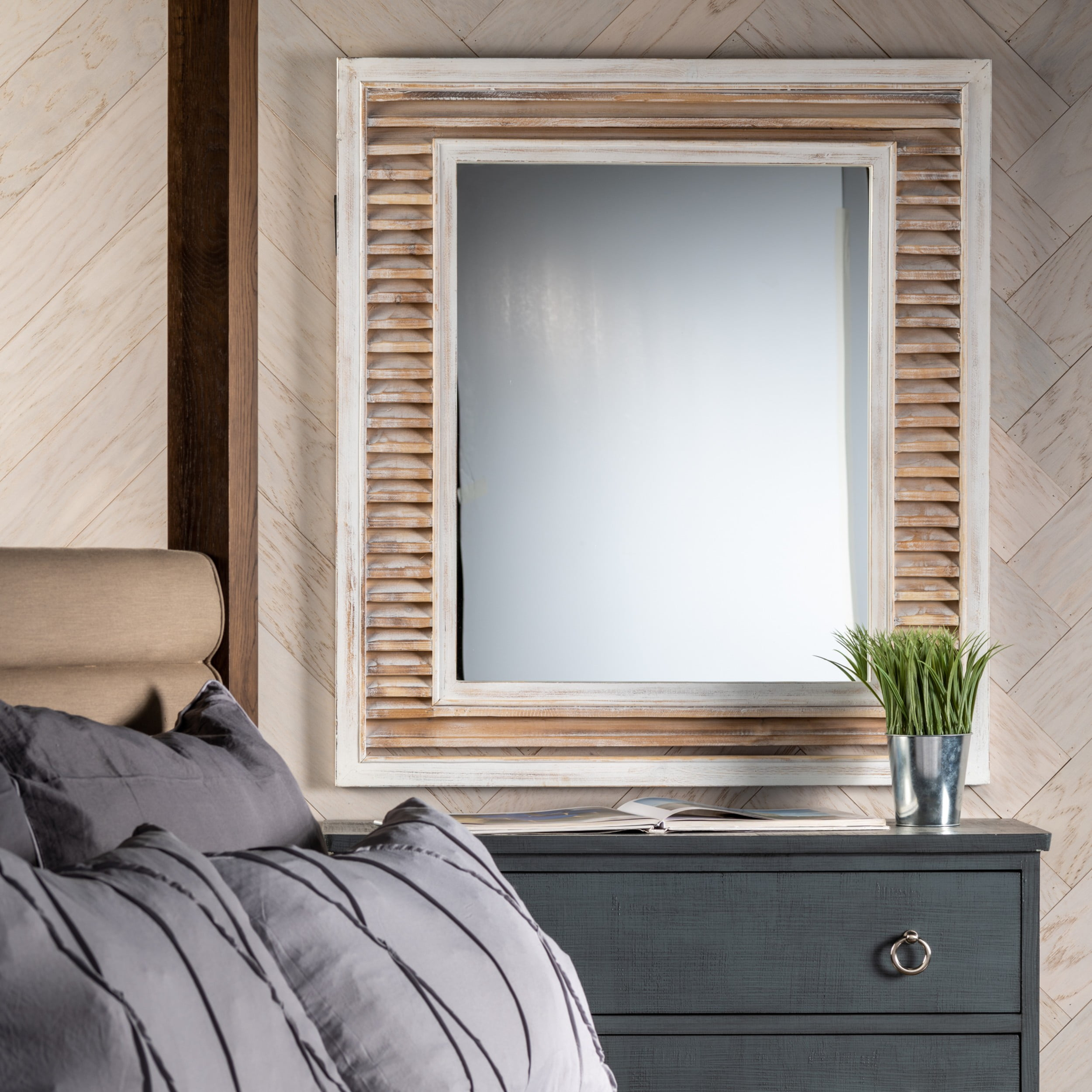 Beachy Destination Modern and Contemporary Distressed Accent Mirror