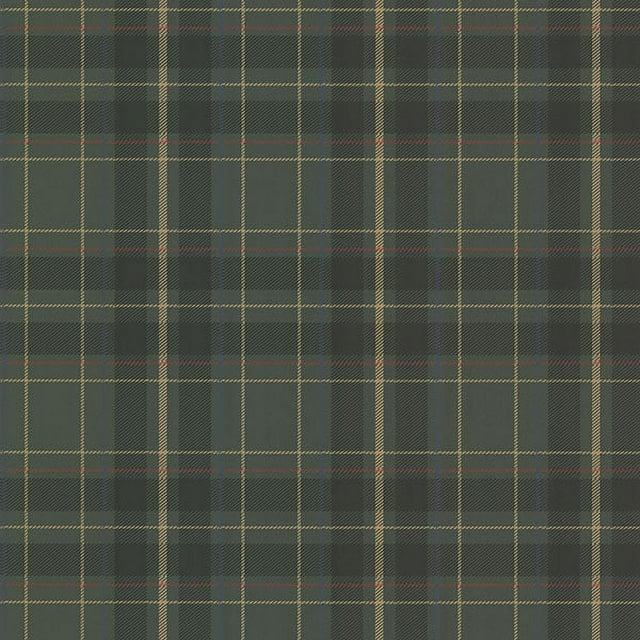 Beacon House Caledonia Dark Green Plaid Unpasted Non Woven Wallpaper, 20.5-in by 33-ft, 56.4 sq. ft.