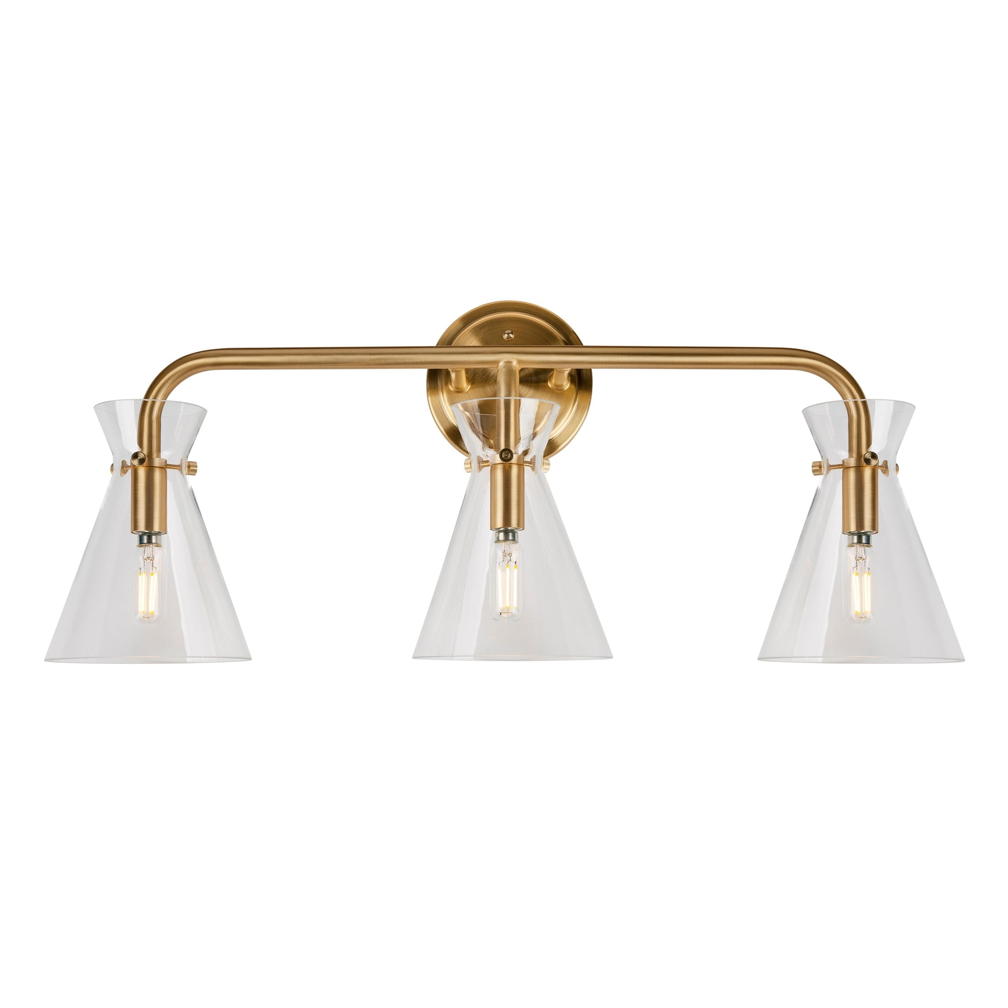Beaker 3-Light Soft Gold Bath Vanity Light with Clear Glass - Soft Gold