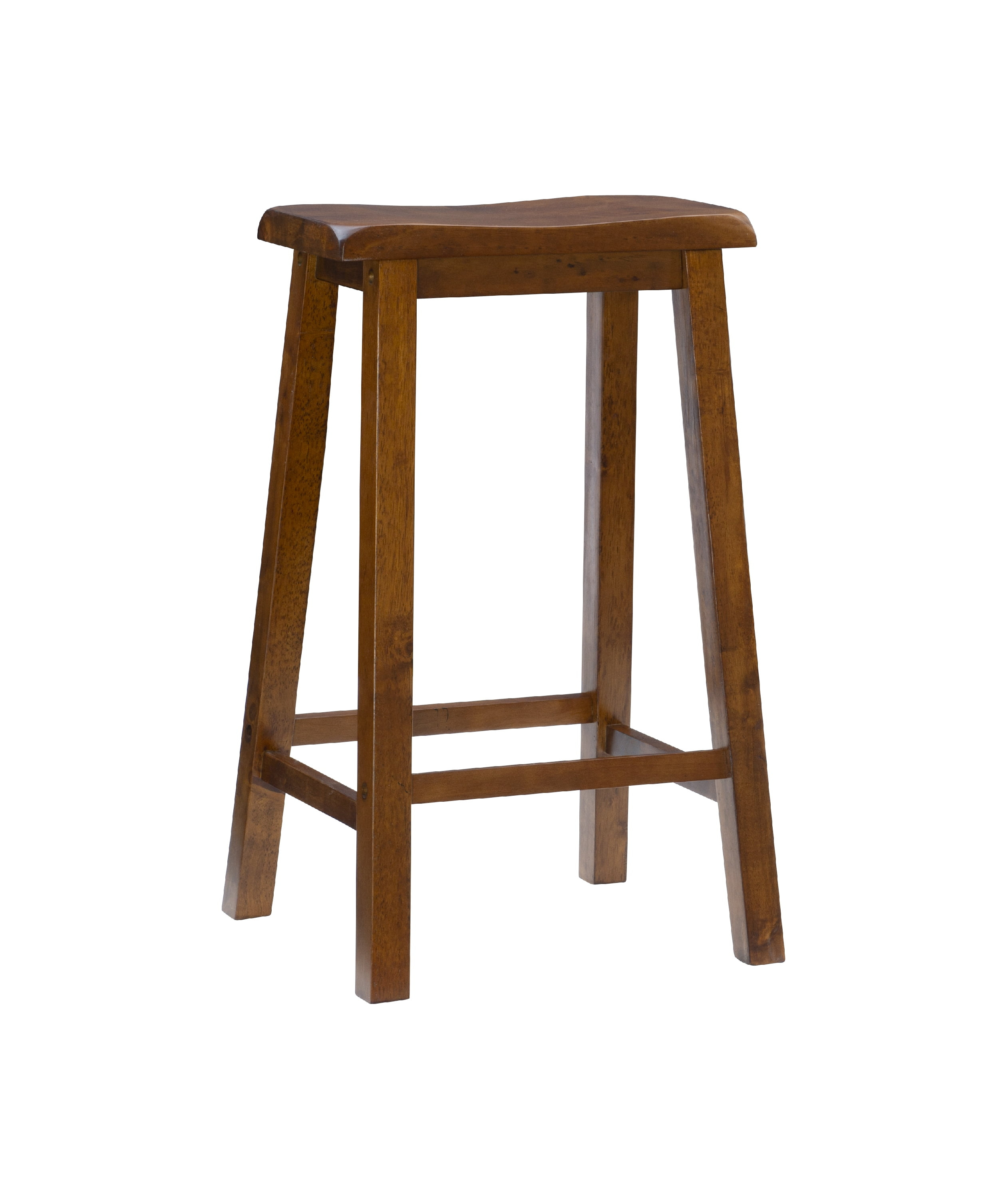 Linon Beamon 29" Sturdy Wood Backless Saddle Seat Bar Stool in Honey Brown