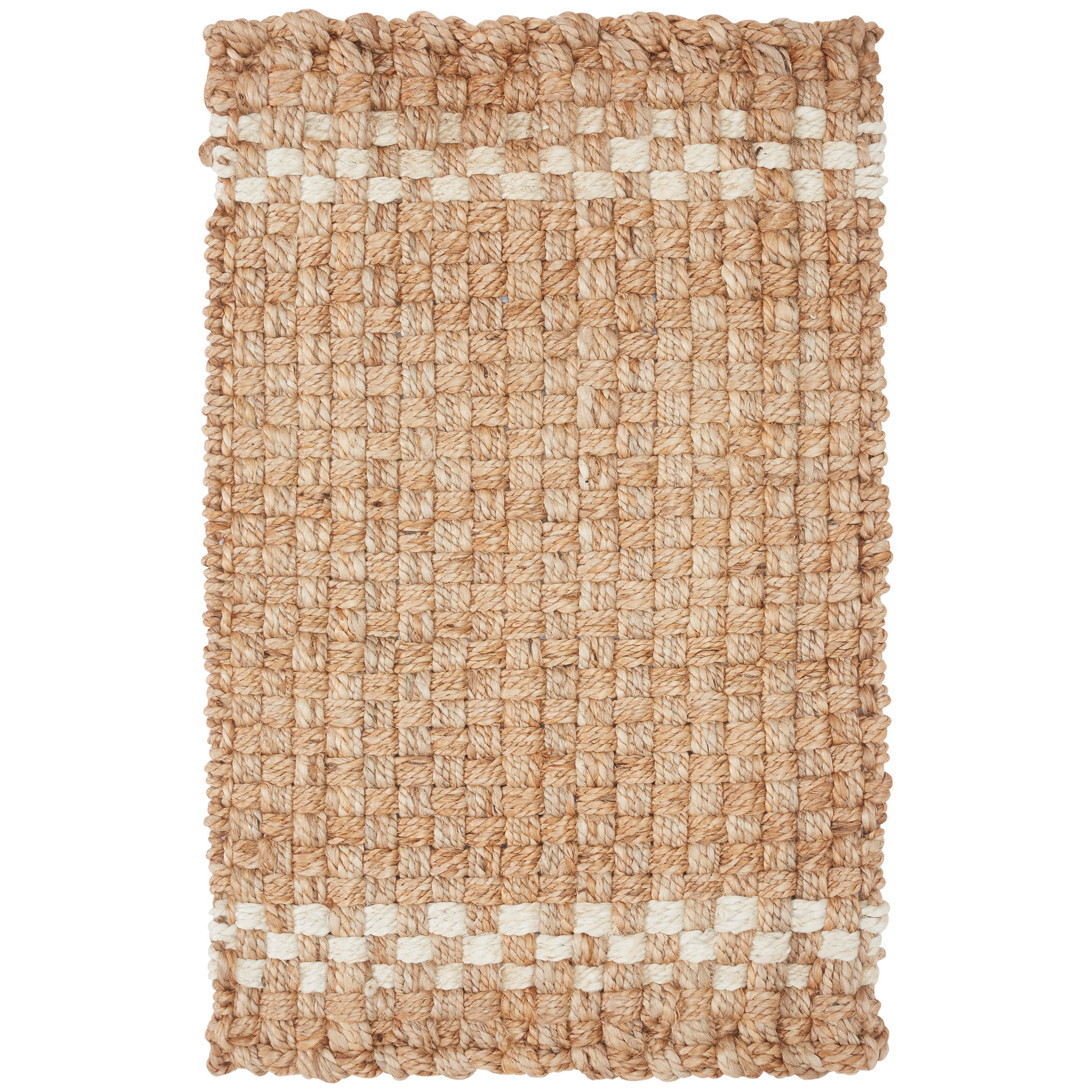 Beautiful Doormat de Yute Tejido a Mano para Exteriores de Drew Barrymore, 18" x 30", Blanco/natural