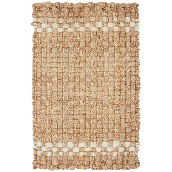 Beautiful Doormat de Yute Tejido a Mano para Exteriores de Drew Barrymore, 18" x 30", Blanco/natural