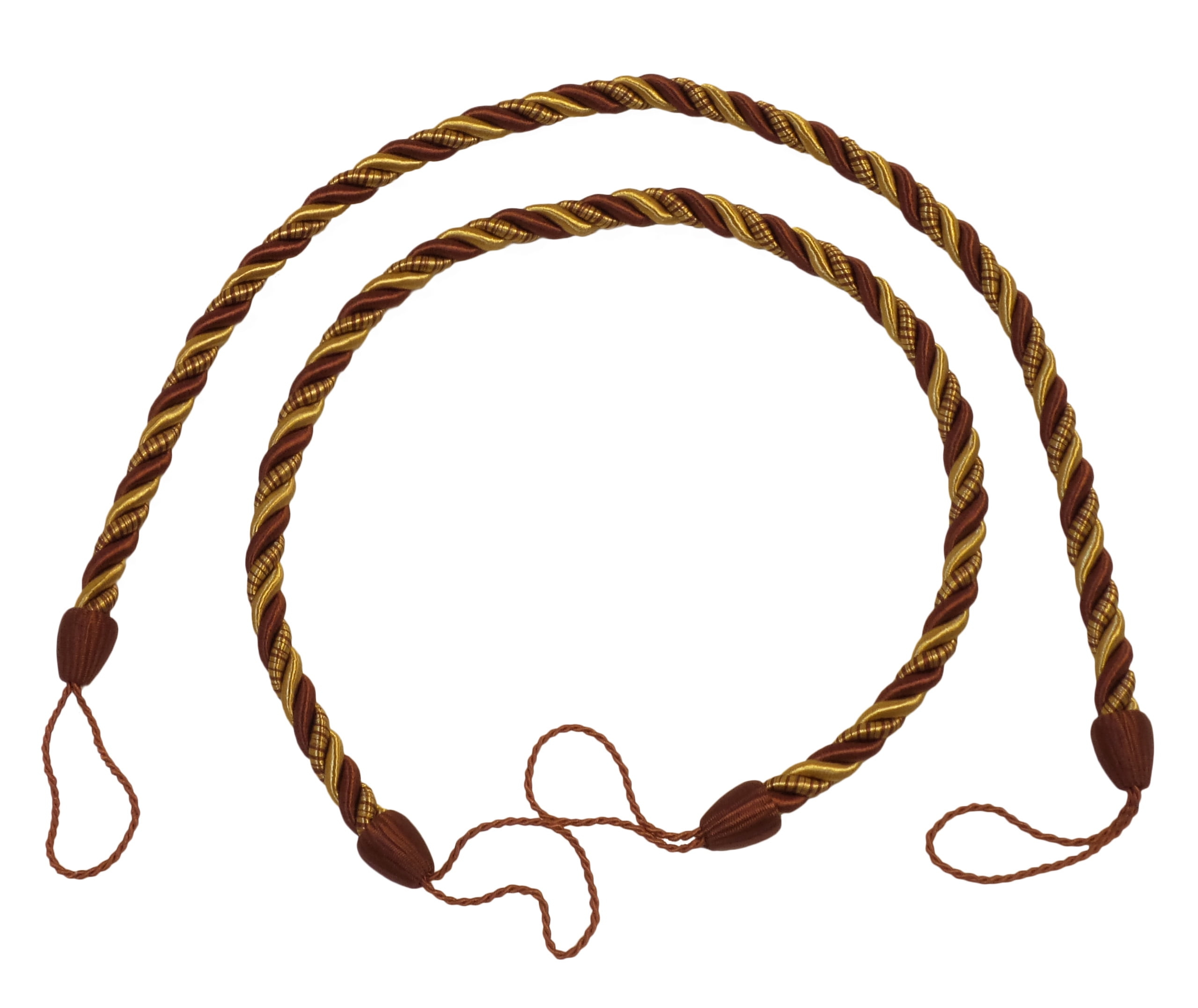 Beautifully Handcrafted Curtain and Drapery Decorative Rope Tieback, 26" Spread (66cm), 1/2" (1cm) Thick # CCTB, Cinnamon Toast Orange #6122 (Rust, Gold) 1 Pair (Set of 2)