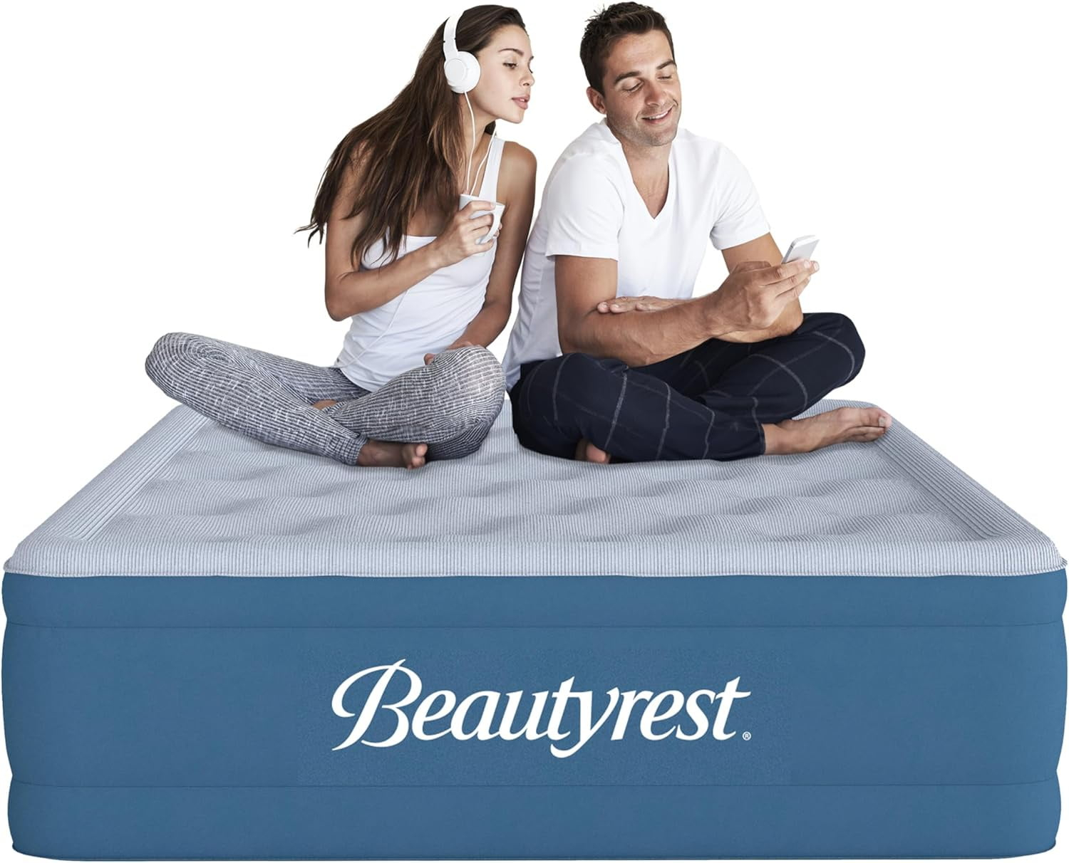 Beautyrest Comfort Plus 17 in. Full Size Air Mattress with Built-in Pump, Plush Cooling Topper, Blow Up Bed for Camping, Guests, Travel