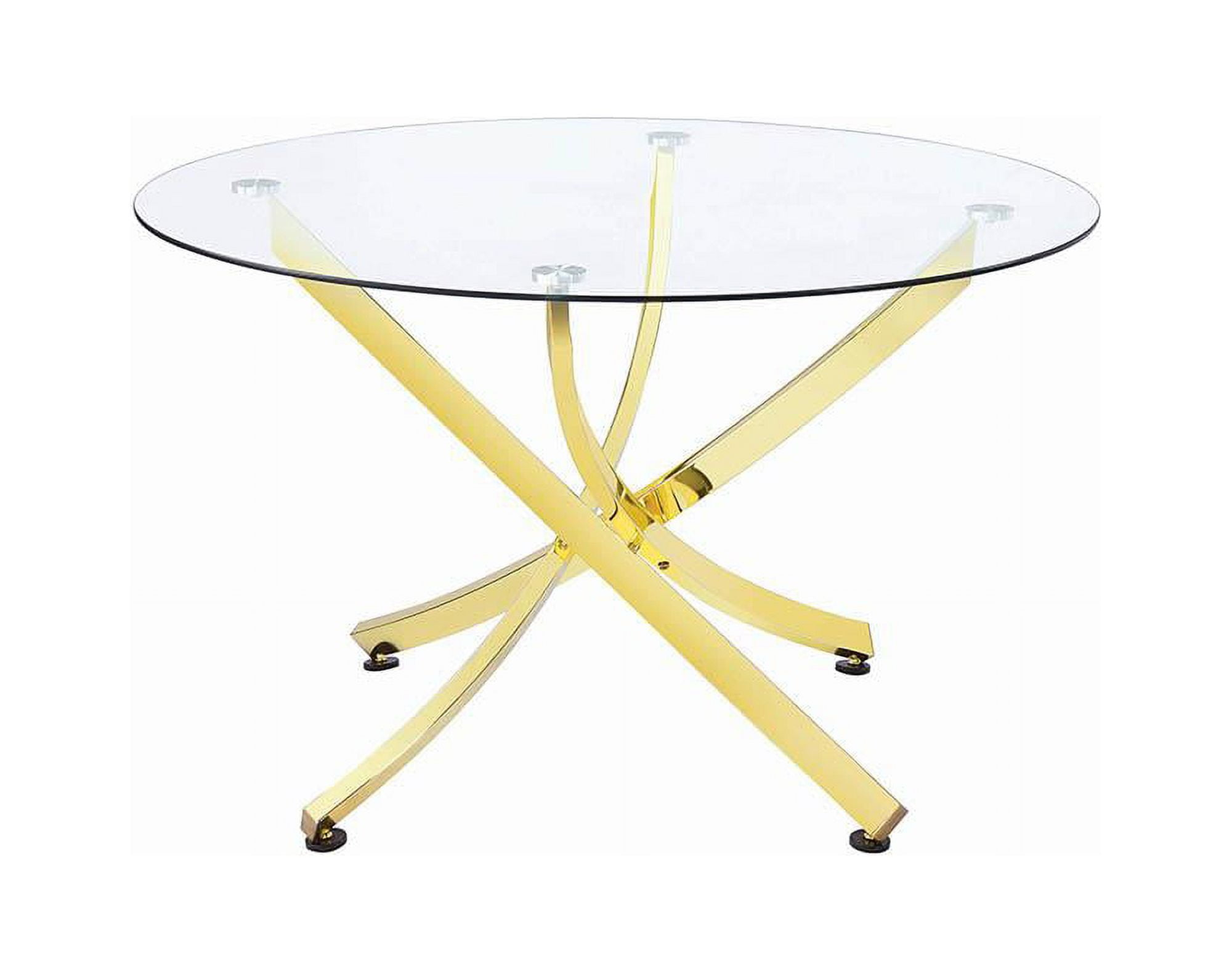 Beckham Round Dining Table Brass and Clear