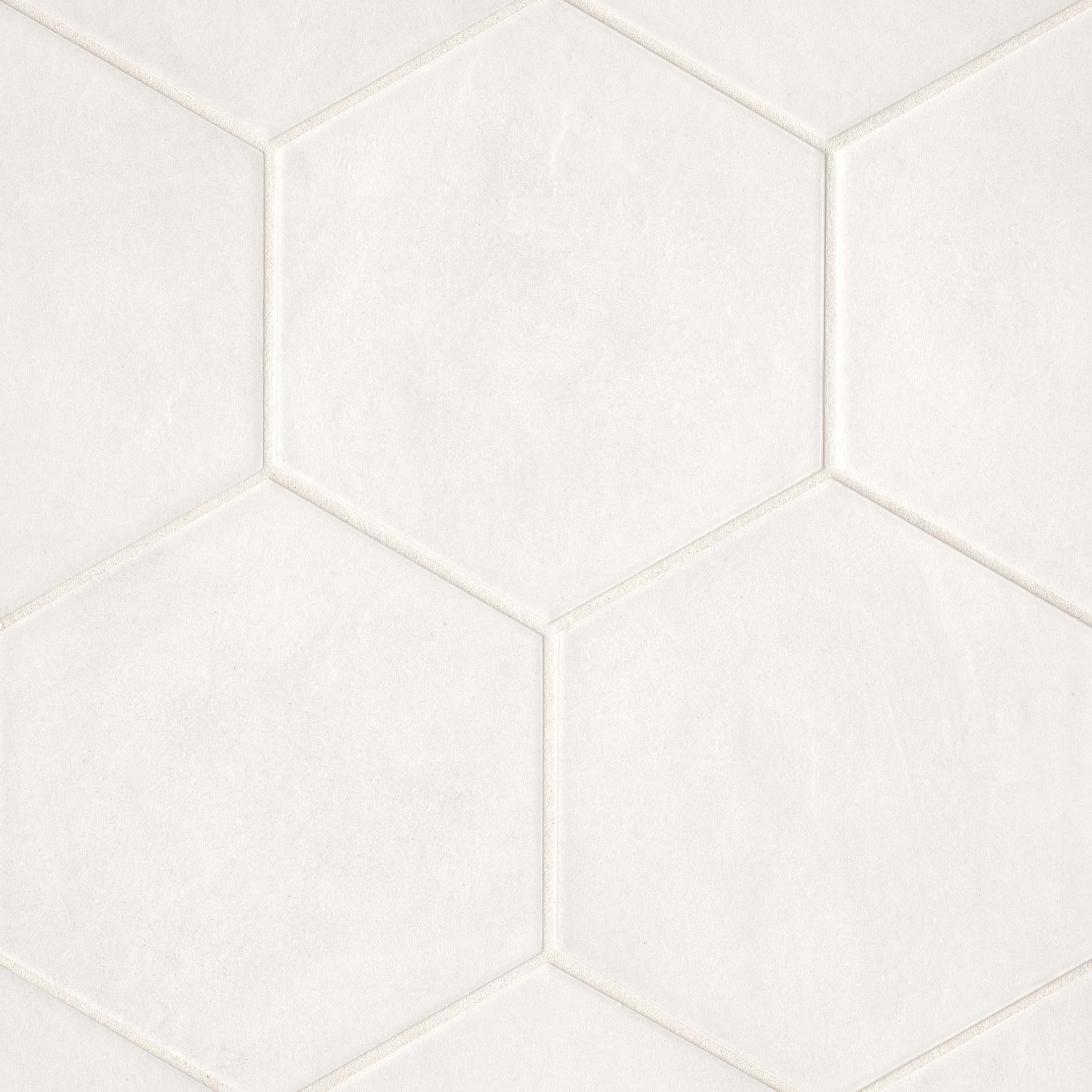 Bedrosians Allora Hexagon Matte Porcelain Tile 9 x 10, Solid White (12.67 sq. ft./Case)