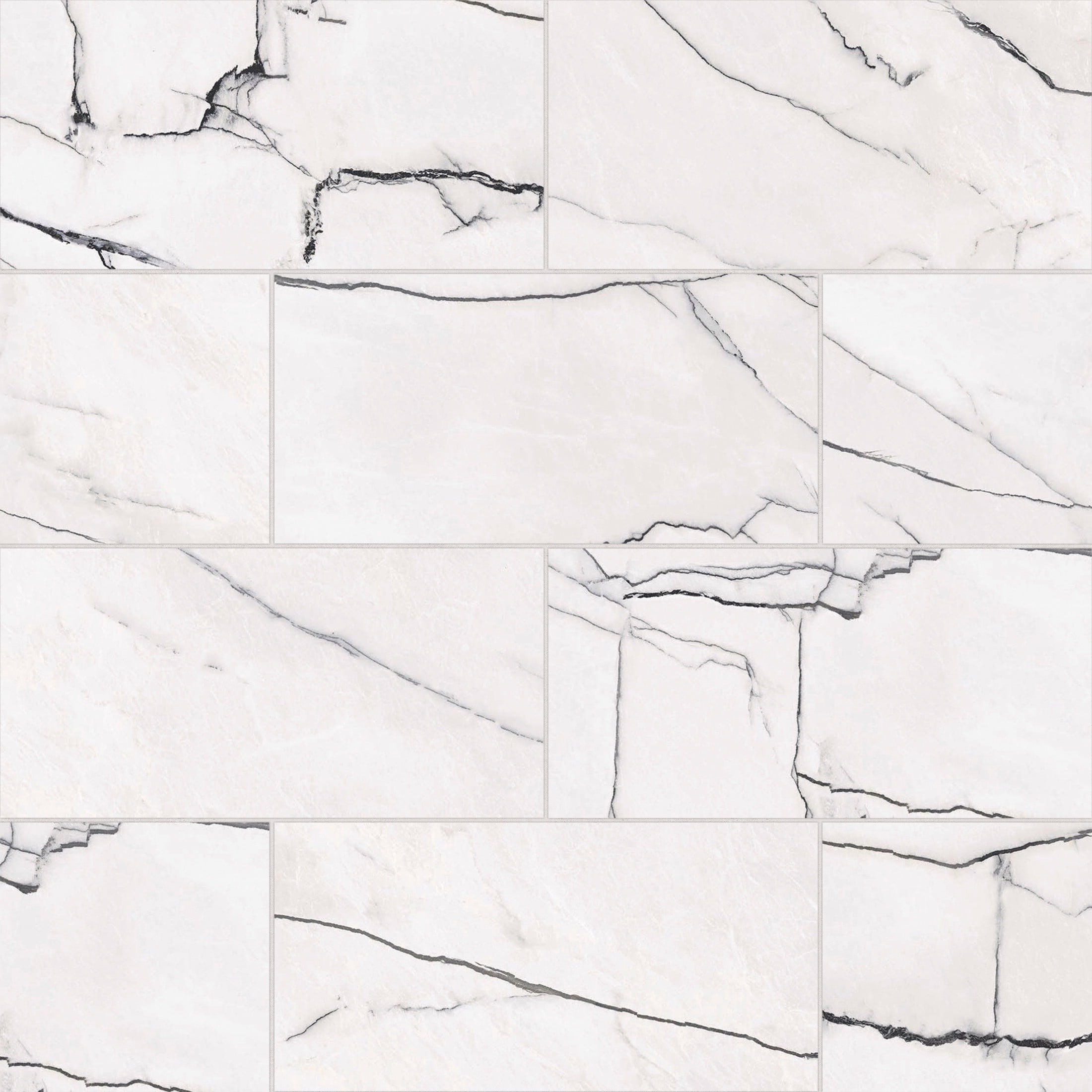 Gemma 12" x 24" Honed Porcelain Marble Look Wall & Floor Tile in Bianca