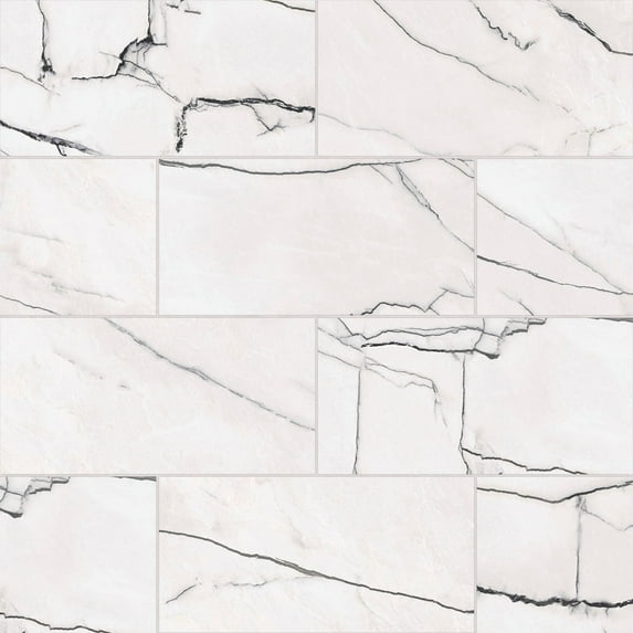 Gemma 12" x 24" Honed Porcelain Marble Look Wall & Floor Tile in Bianca