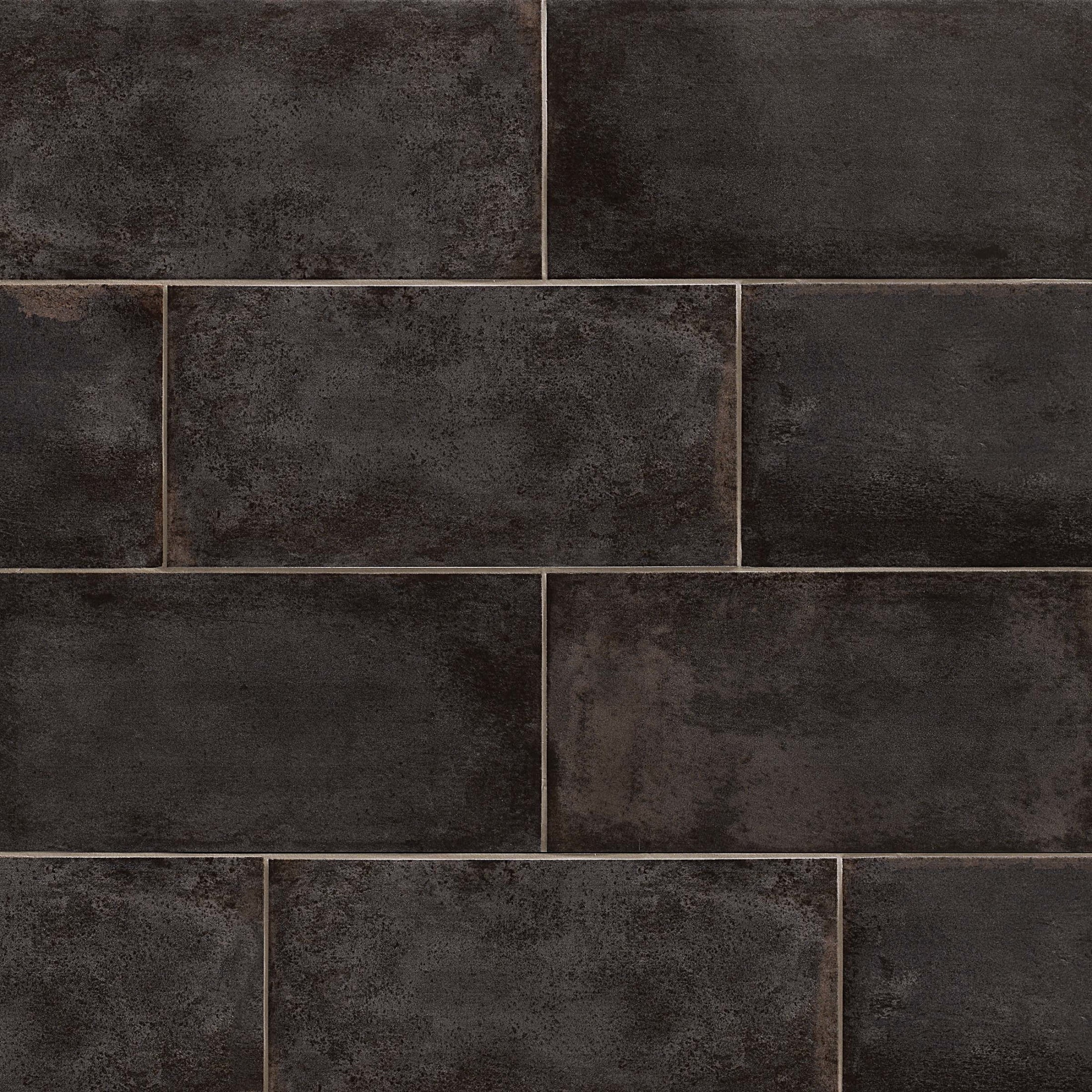Bedrosians Vivace Rectangle Matte Porcelain Tile 9 x 18, Caviar (10.87 sq. ft./Case)
