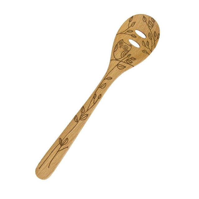 Talisman Designs Laser Etched Beechwood Slotted Spoon, Nature Collection, Set of 1