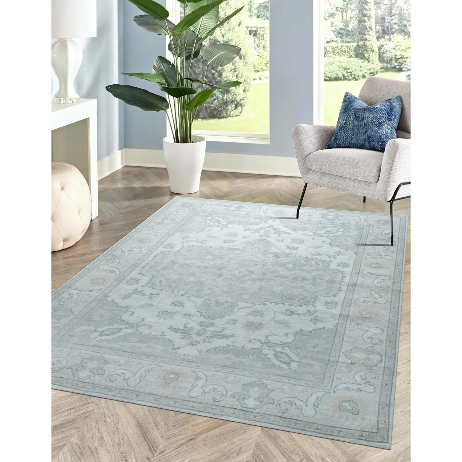 EORC Beige Classic Traditional Floral Area Rug