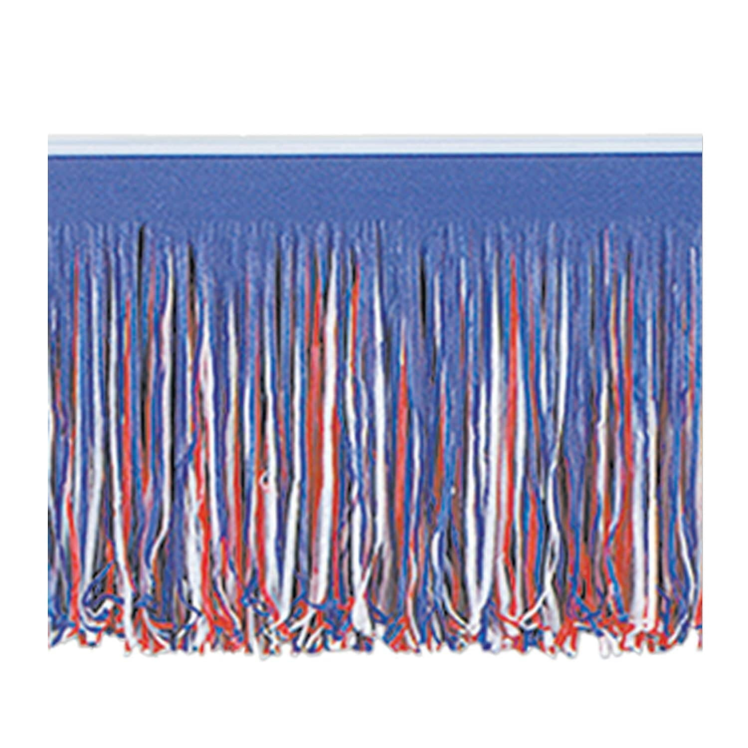 Beistle 15" x 10' 6-Ply Tissue Fringe Drape Red/White/Blue 2/Pack 55285-RWB