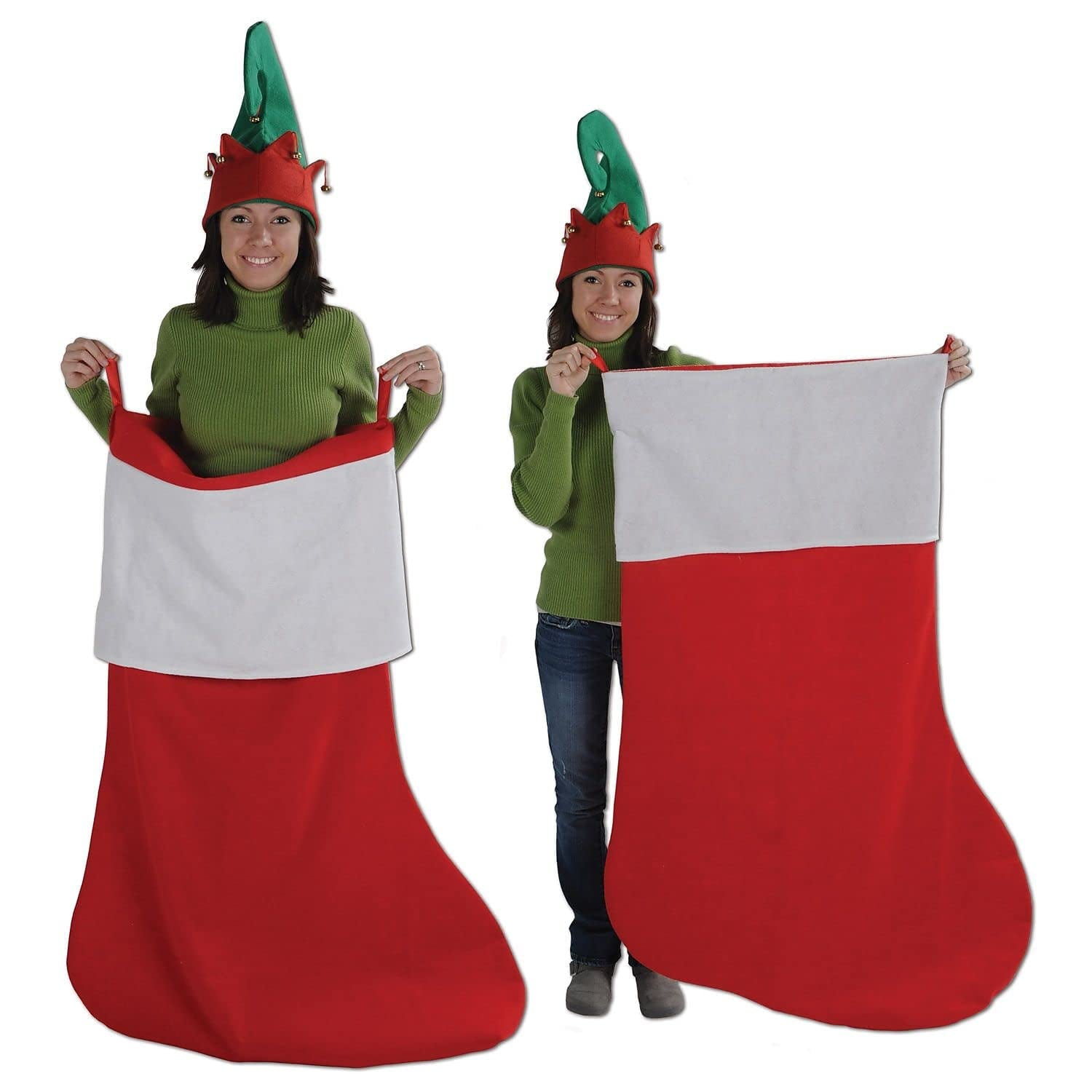 Beistle 4' 6" Jumbo Stocking Red/White 20169
