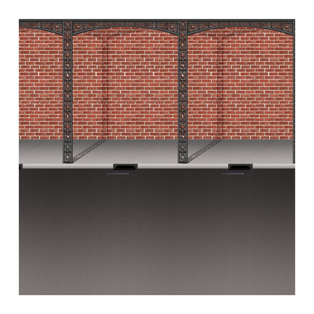 Beistle Mardi Gras Brick Wall & Street Backdrop, 4' x 30', (1/Pkg) Multicolored