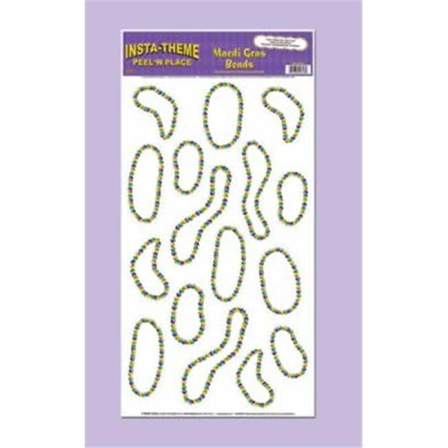 Beistle Mardi Gras Beads Peel 'N Place, 12" x 24" Sh, (48/Pkg) Multicolored