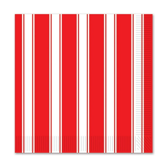 Beistle 58176 Red & White Stripes Beverage Napkins- Pack Of 12