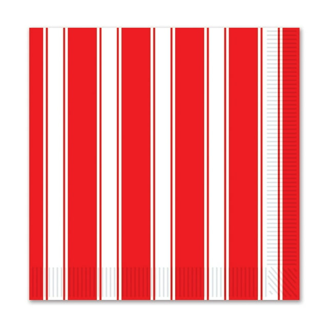 Beistle 58176 Red & White Stripes Beverage Napkins- Pack Of 12