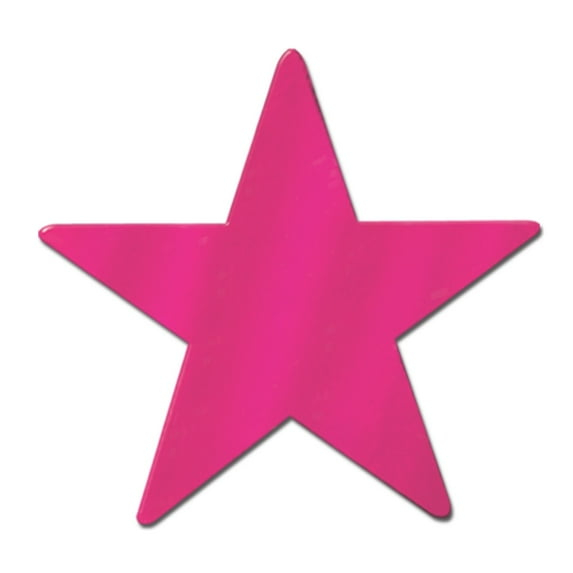Beistle Club Pack of 24 Starry Night Themed Cerise Metallic Foil Star Cutout Party Decorations 12"