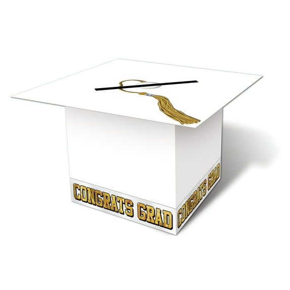 Beistle Grad Cap Card Box, 8.5" x 8.5", (1/Pkg) Red